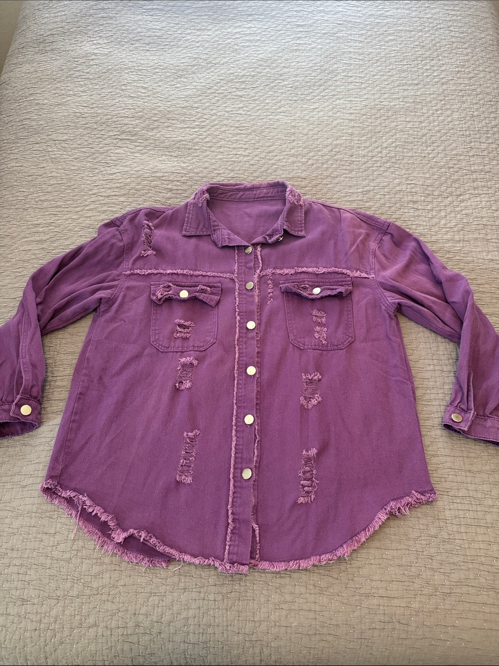 Distressed Jean Shirt Jacket